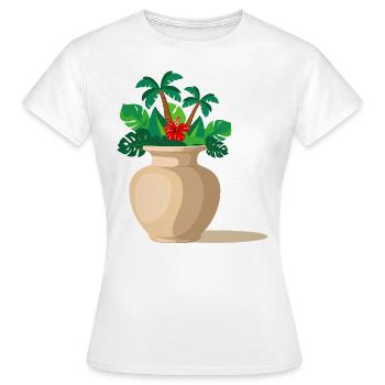Vase Dschungel - Palmen Tropen - Frauen T-Shirt - Weiß - Vorne - AI Model Female 172 dark (172cm)