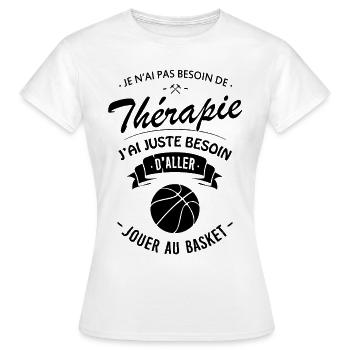 Tshirt Thérapie Basket pr Basketteur / Basketteuse - T-shirt Femme - blanc - Devant - AI Model Female 172 dark (172cm)