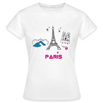paris scribble tourist love city france girl sight - Frauen T-Shirt - Weiß - Vorne - AI Model Female 172 dark (172cm)