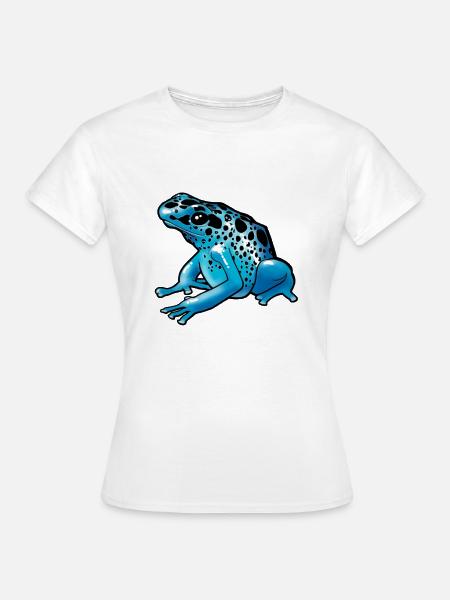 Glänzender blaugefleckter Frosch - Frauen T-Shirt - Weiß
