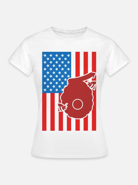 Imkerei US Flagge - Frauen T-Shirt - Weiß