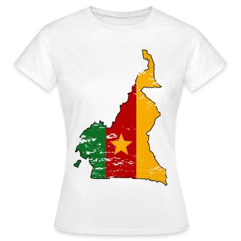Cameroon Flag Map used - Women's T-Shirt - white - Front - AI Model Female 172 dark (172cm)