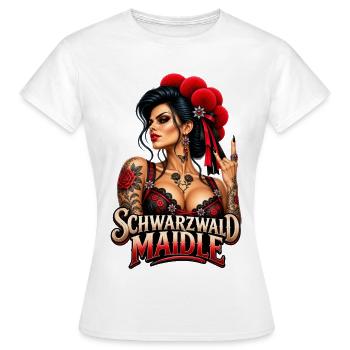 Schwarzwald Maidle – Wild & Rockig - Frauen T-Shirt - Weiß - Vorne - AI Model Female 172 dark (172cm)