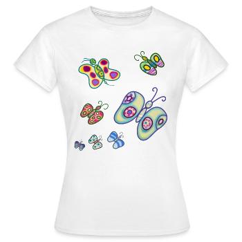 Schmetterlinge der Freude - Frauen T-Shirt - Weiß - Vorne - AI Model Female 172 dark (172cm)