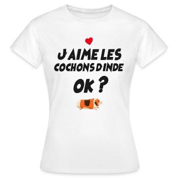 J'aime les Cochons D'inde Animal Mignon - T-shirt Femme - blanc - Devant - AI Model Female 172 dark (172cm)