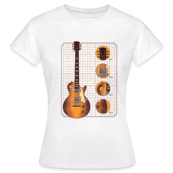 Guitares électriques Tshirt avec guitare électrique brun détails - T-shirt Femme - blanc - Devant - AI Model Female 172 dark (172cm)
