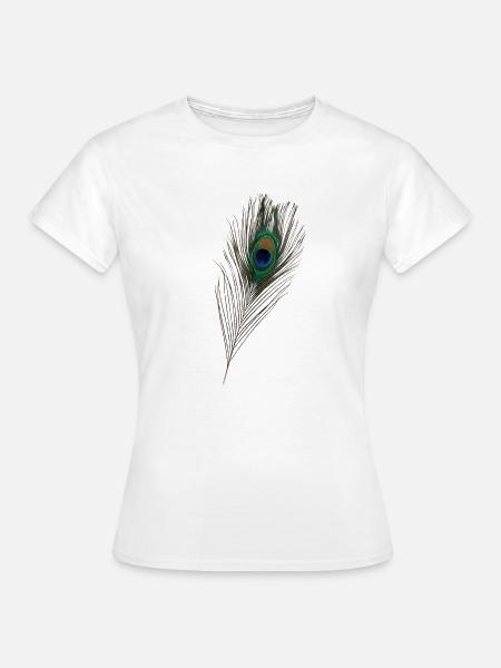 Pfauenfeder, Pfau,Vogel - Frauen T-Shirt - Weiß