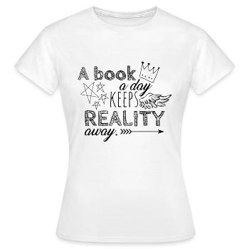 A book a day bookner shirt gift - Women's T-Shirt - white - Front - AI Model Female 172 dark (172cm)