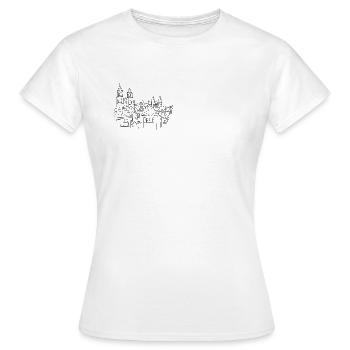 Magdeburger Skyline avec dom et Hundertwasserhaus - T-shirt Femme - blanc - Devant - AI Model Female 172 dark (172cm)