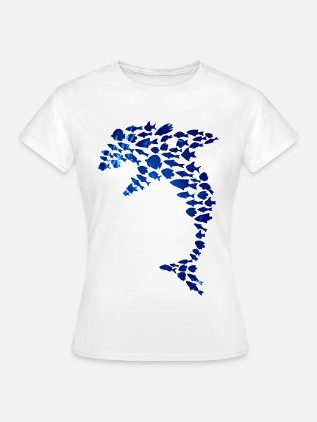 Delphin Fischschwarm Meer Ozean Fisch - Frauen T-Shirt - Weiß
