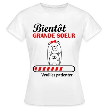 Bientôt Grande soeur, annonce grossesse, - T-shirt Femme - blanc - Devant - AI Model Female 172 dark (172cm)