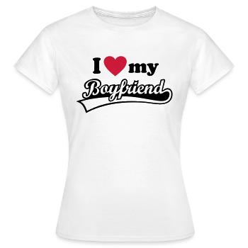 I love my Boyfriend. J´aime Je t'aime - T-shirt Femme - blanc - Devant - AI Model Female 172 dark (172cm)