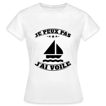Je peux pas j'ai Voile - Humour Planche à Voile - T-shirt Femme - blanc - Devant - AI Model Female 172 dark (172cm)