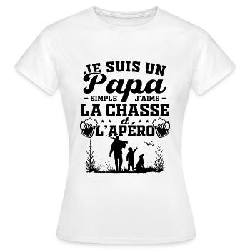 Je suis un papa simple j'aime la chasse et l'apéro - T-shirt Femme - blanc - Devant - AI Model Female 172 dark (172cm)