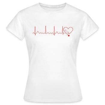 Conception du battement cardiaque avec stéthoscope - T-shirt Femme - blanc - Devant - AI Model Female 172 dark (172cm)
