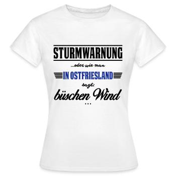 Sturmwarnung Ostfriesland - büschen Wind - Frauen T-Shirt - Weiß - Vorne - AI Model Female 172 dark (172cm)