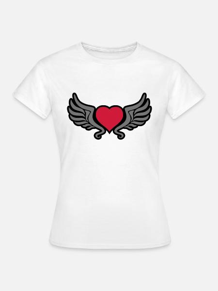 tribal_heart_wings_kontur_3c - Women's T-Shirt - white