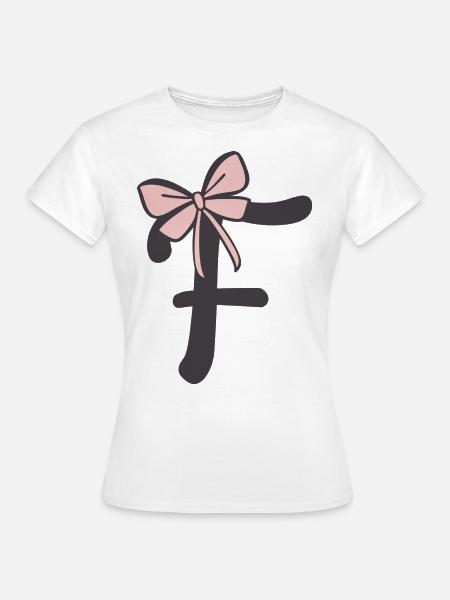 Anfangsbuchstabe F Schleifchen - Frauen T-Shirt - Weiß