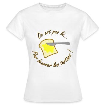 beurrer les tartines - T-shirt Femme - blanc - Devant - AI Model Female 172 dark (172cm)