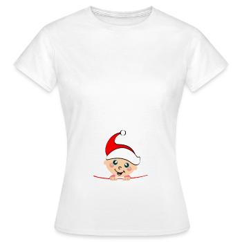 Pregnant Baby Belly Christmas Christmas Child - Women's T-Shirt - white - Front - AI Model Female 172 dark (172cm)