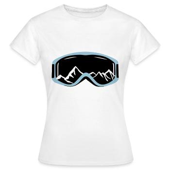 Skibrille und Berge - Frauen T-Shirt - Weiß - Vorne - AI Model Female 172 dark (172cm)