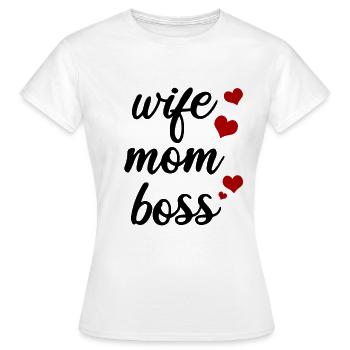 Wife Mom Boss Hearts Mom - Women's T-Shirt - white - Front - AI Model Female 172 dark (172cm)