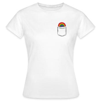 Pride Regenbogen in der Tasche - Brusttasche - Frauen T-Shirt - Weiß - Vorne - AI Model Female 172 dark (172cm)