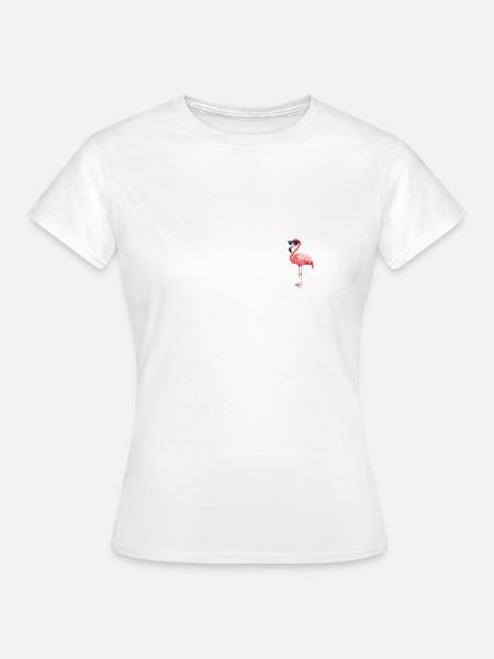 Flamant rose 🦩 avec lunettes de soleil - T-shirt Femme - blanc
