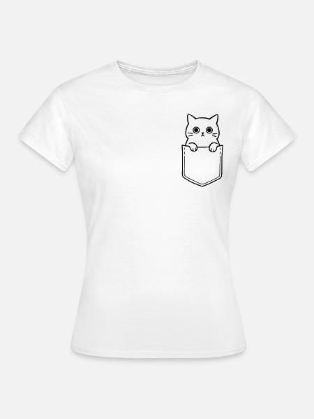 Pocket Cat - Cat Peeks Out of Bag - Women's T-Shirt - white
