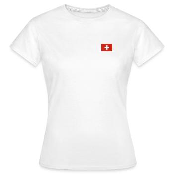 Schweizer Flagge - Frauen T-Shirt - Weiß - Vorne - AI Model Female 172 dark (172cm)