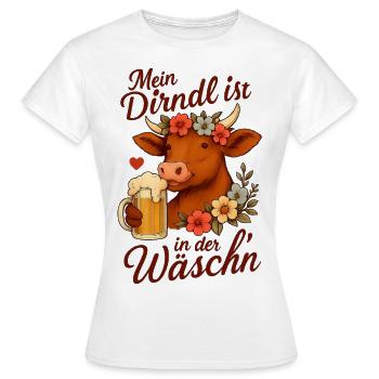 My Dirndl is in the Laundry – Women's Shirt Fun - Women's T-Shirt - white - Front - AI Model Female 172 dark (172cm)