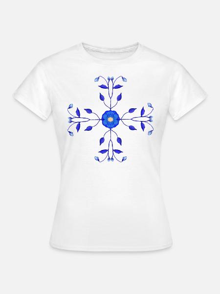 Sininen kukka Kross - Dame-T-shirt - hvid