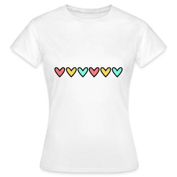 HERZ. HERZ. VALENTINSTAG. LIEBE. LIEBE. HERZ - Frauen T-Shirt - Weiß - Vorne - AI Model Female 172 dark (172cm)