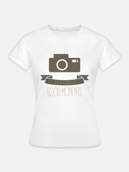 fängt gute Momente ein - Frauen T-Shirt - Weiß