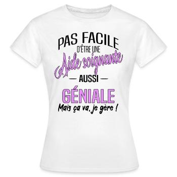 AIDE SOIGNANTE - T-shirt Femme - blanc - Devant - AI Model Female 172 dark (172cm)