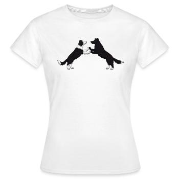 dog dancing pixel Border Collies - Frauen T-Shirt - Weiß - Vorne - AI Model Female 172 dark (172cm)