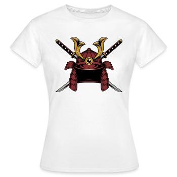 Chemise casque samouraï 7 vertus guerrier japonais - T-shirt Femme - blanc - Devant - AI Model Female 172 dark (172cm)