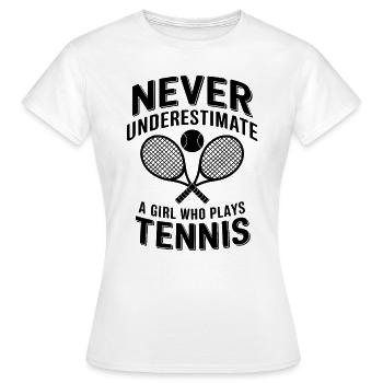 Tennis Saying Girl Funny Tennis Gift - Women's T-Shirt - white - Front - AI Model Female 172 dark (172cm)