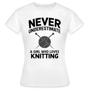 Stricken Spruch Wolle Lustiges Stricken Geschenk - Frauen T-Shirt - Weiß - Vorne - AI Model Female 172 dark (172cm)