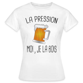 La pression je la bois / Bière - T-shirt Femme - blanc - Devant - AI Model Female 172 dark (172cm)