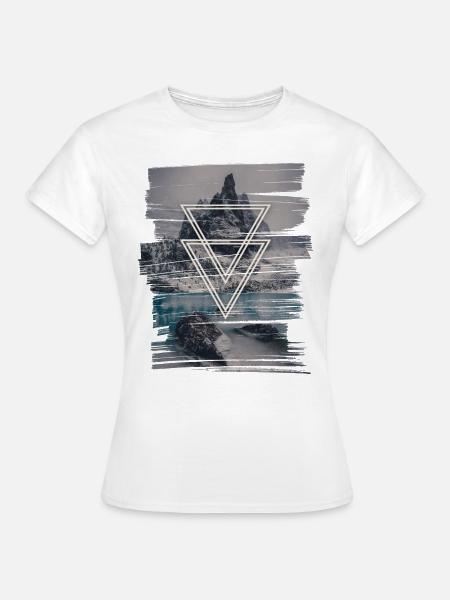 Berge mit Doppel Dreieck - Frauen T-Shirt - Weiß