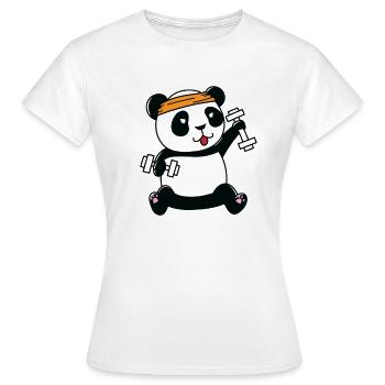 Pandabär trainiert mit Hanteln - Frauen T-Shirt - Weiß - Vorne - AI Model Female 172 dark (172cm)
