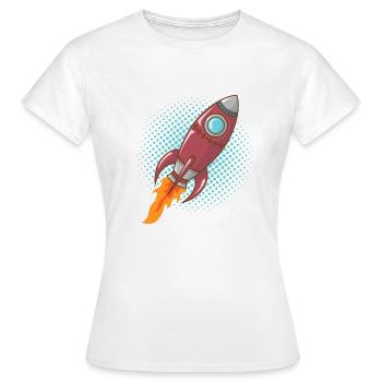 Comic Rocket Spaceship Spacecraft Missile - T-shirt Femme - blanc - Devant - AI Model Female 172 dark (172cm)