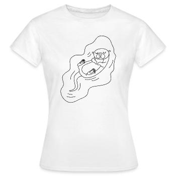 floating otter - Women's T-Shirt - white - Front - AI Model Female 172 dark (172cm)