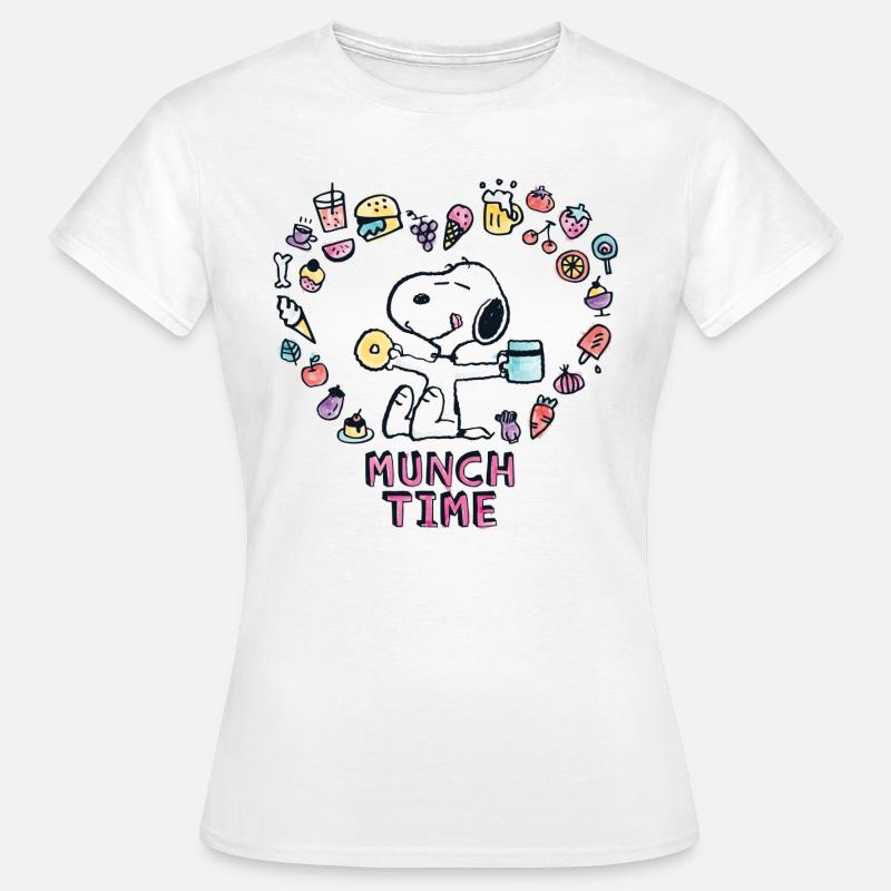 Jordnødder Snoopy Munch Tid - T-shirt dam - vit