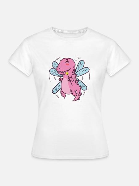 Dino mit Schmetterlingsfedern Dinosaurier - Frauen T-Shirt - Weiß
