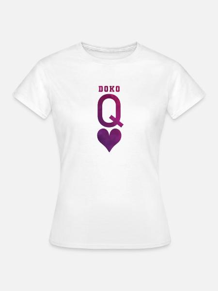 Doko Herz Dame Doppelkopf Kartenspiel - Frauen T-Shirt - Weiß