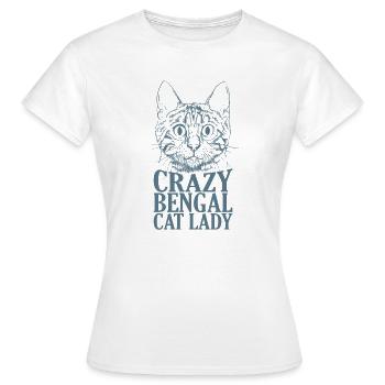 Crazy Bengal Cat Lady Hauskatze Rasse - Frauen T-Shirt - Weiß - Vorne - AI Model Female 172 dark (172cm)