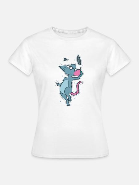 Ratte spielt Badminton Nagetier - Frauen T-Shirt - Weiß