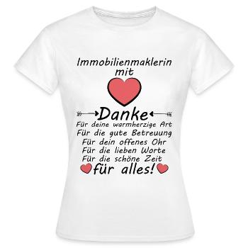 Danke Dankeschön an Immobilienmaklerin Maklerin - Frauen T-Shirt - Weiß - Vorne - AI Model Female 172 dark (172cm)
